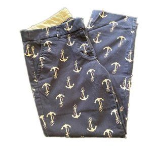 J. Crew?Stretch Crop Anchor Print Pants Size 4 Blue